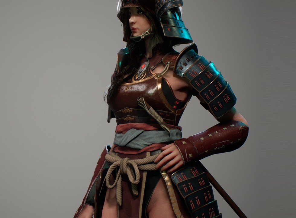 UE4虚幻5 Samurai Girl 女武士美女少女角色模型