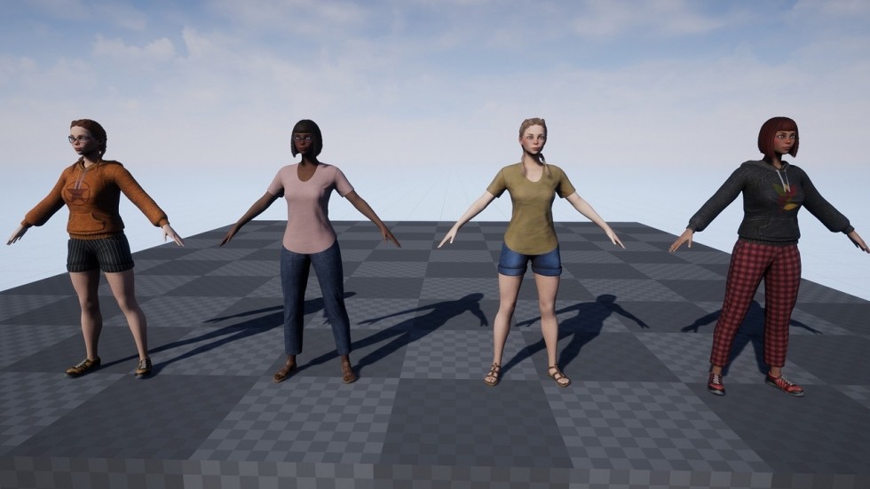 UE4虚幻5 Katie 模块化低多边形可换装女孩女性人物角色模型