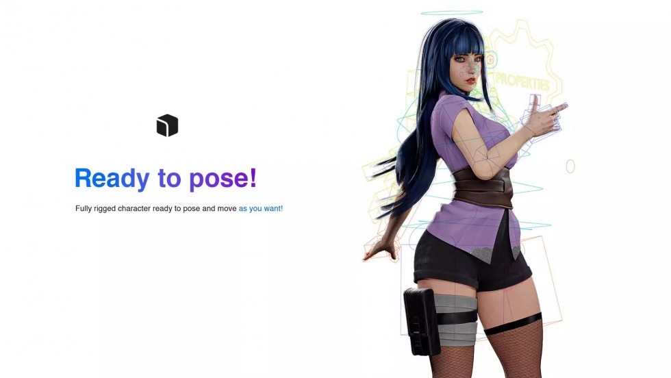 UE4虚幻5 Hinata Hyuga - Game Ready 3D model 游戏美女人物模型