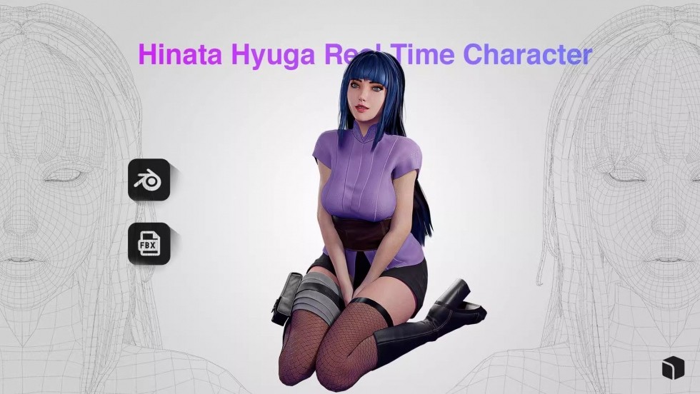 UE4虚幻5 Hinata Hyuga - Game Ready 3D model 游戏美女人物模型