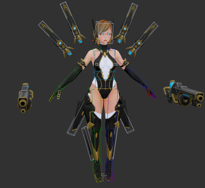 带肢体绑定动作的浮游炮少女3DMax模型
