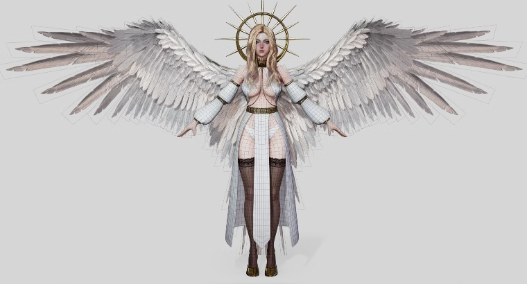 UE5虚幻4可爱光明黑暗天使女孩人物角色模型Angelica IdaFaber