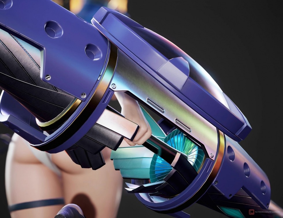 Blender Maya UE虚幻女机娘二次元科幻机甲战士角色骨骼绑定3D模型