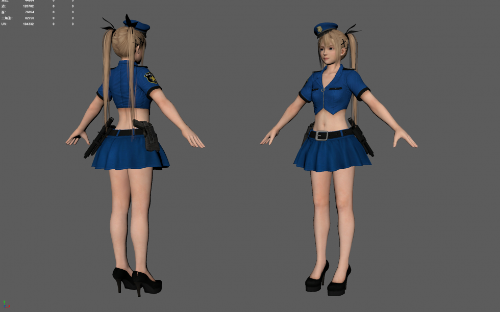 双马尾女警，带面部绑定
