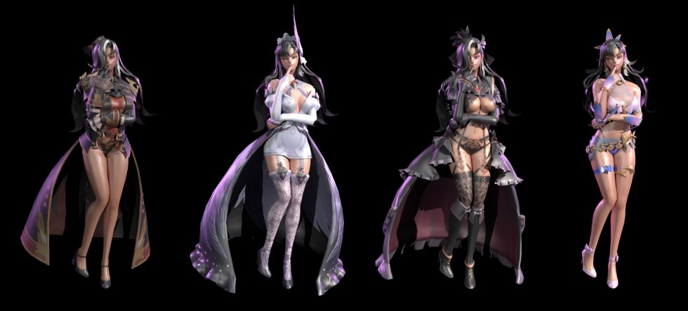 换装美女，四套衣服