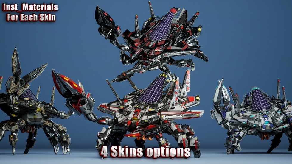 UE4虚幻5 Sci-Fi Boss Pack 游戏机械科幻BOSS角色模型带动画