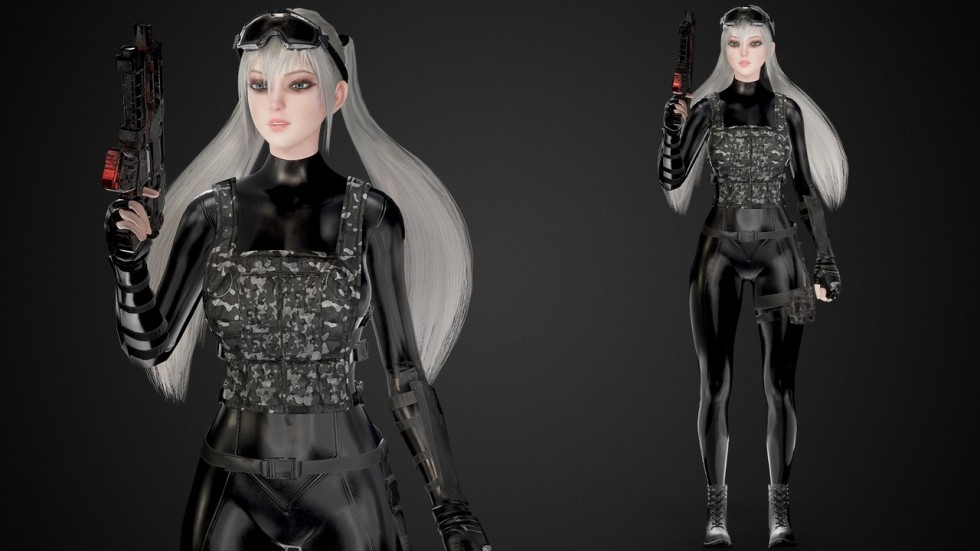 UE4虚幻5 Military Girl 可爱军事风格漂亮女孩角色模型