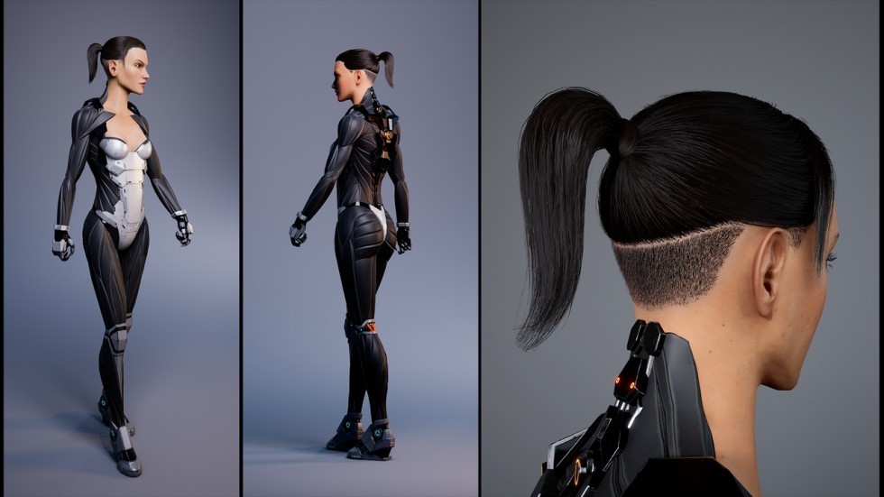 UE4虚幻5 BiomechGirl 低多边形仿生人女孩角色模型