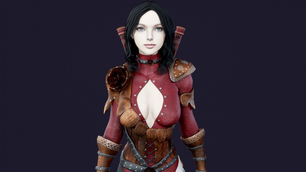 UE4虚幻5 Warrior Rose 动作游戏美女战士骑士剑士人物角色模型