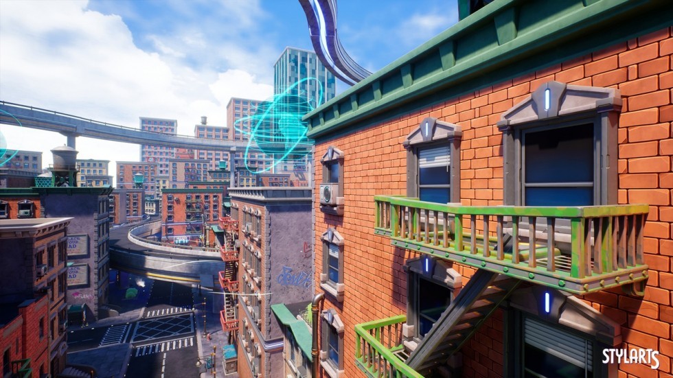 风格化科幻现代城市场景