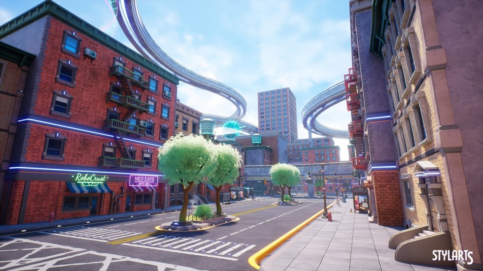 风格化科幻现代城市场景