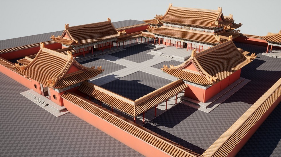 国风宫殿皇宫故宫建筑场景模型