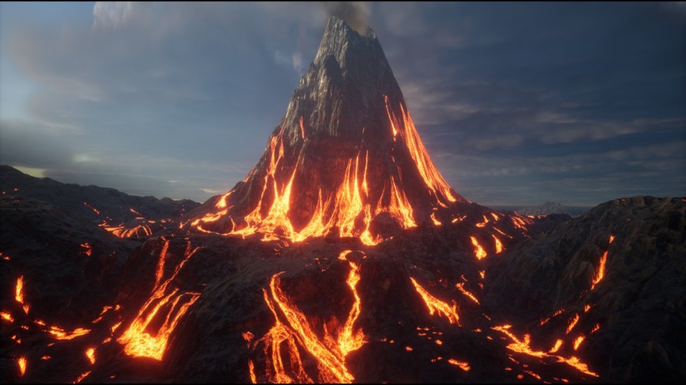 高清火山熔岩岩浆地形场景