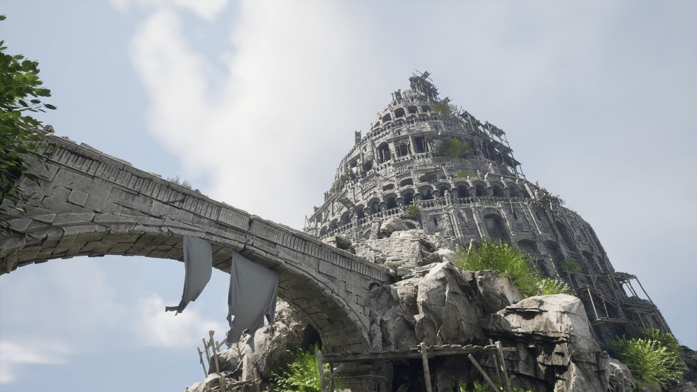 中世纪远古之塔建筑场景模型