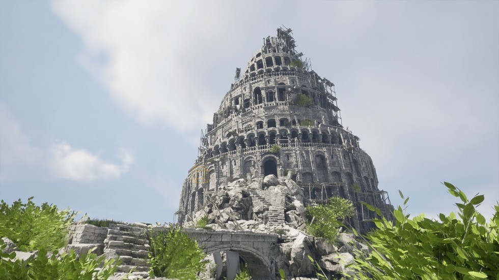 中世纪远古之塔建筑场景模型