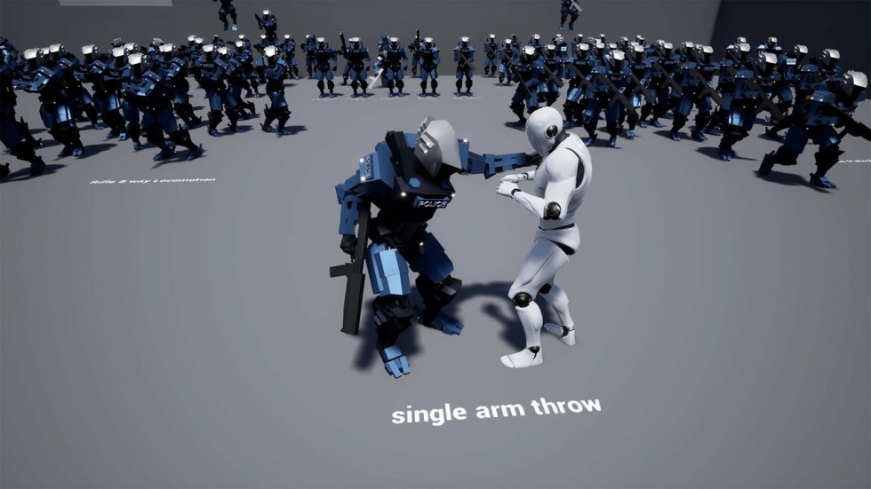 机器人警察持枪动作动画包