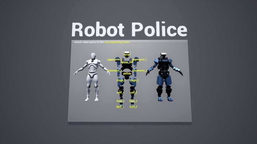 机器人警察持枪动作动画包