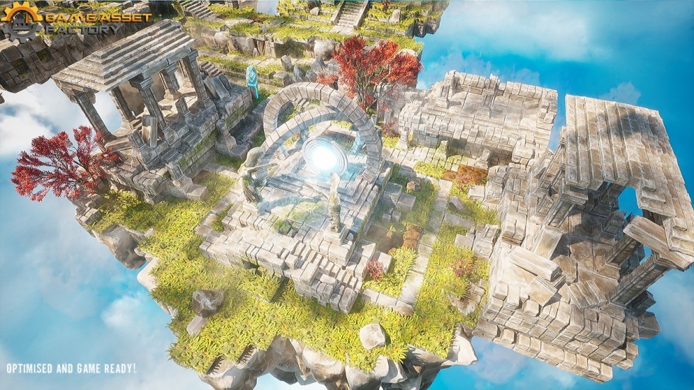 天空之城神庙神殿场景模型