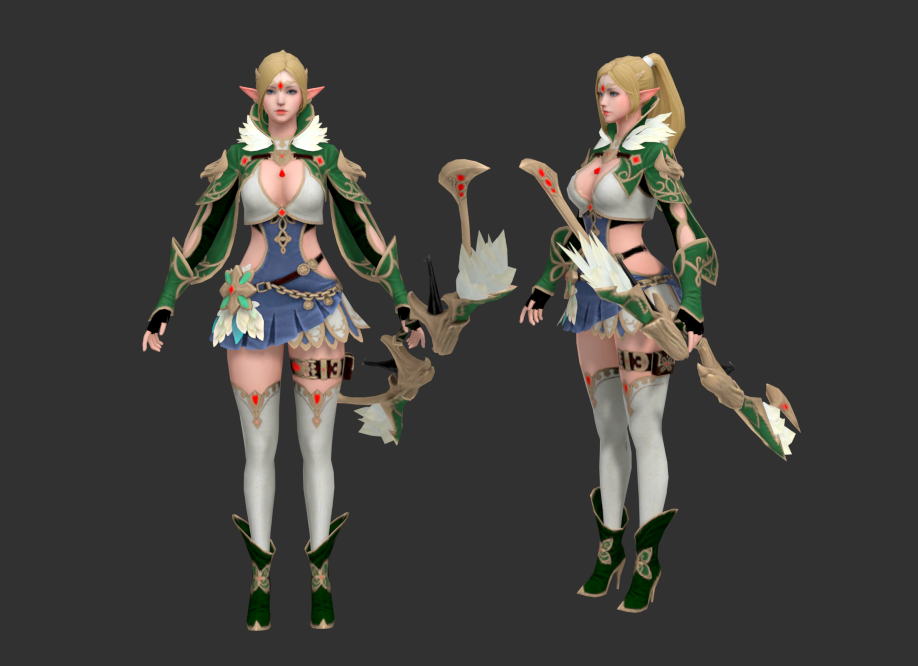 精灵女射手带一套动画 