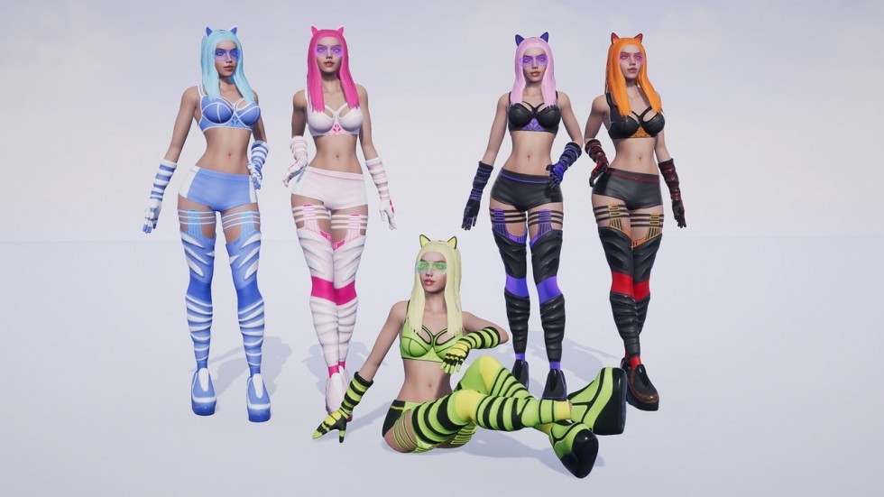 UE5虚幻4 Galactic Cat 时尚可爱女性角色模型