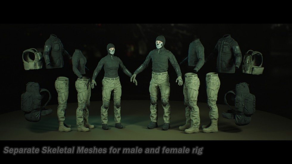 UE5虚幻4 Modular Soldier OPB Full 模块化士兵角色模型