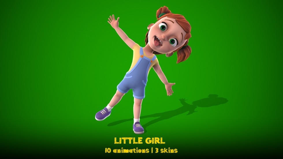 UE5虚幻4 Little Girl 卡通小女孩人物角色带动作