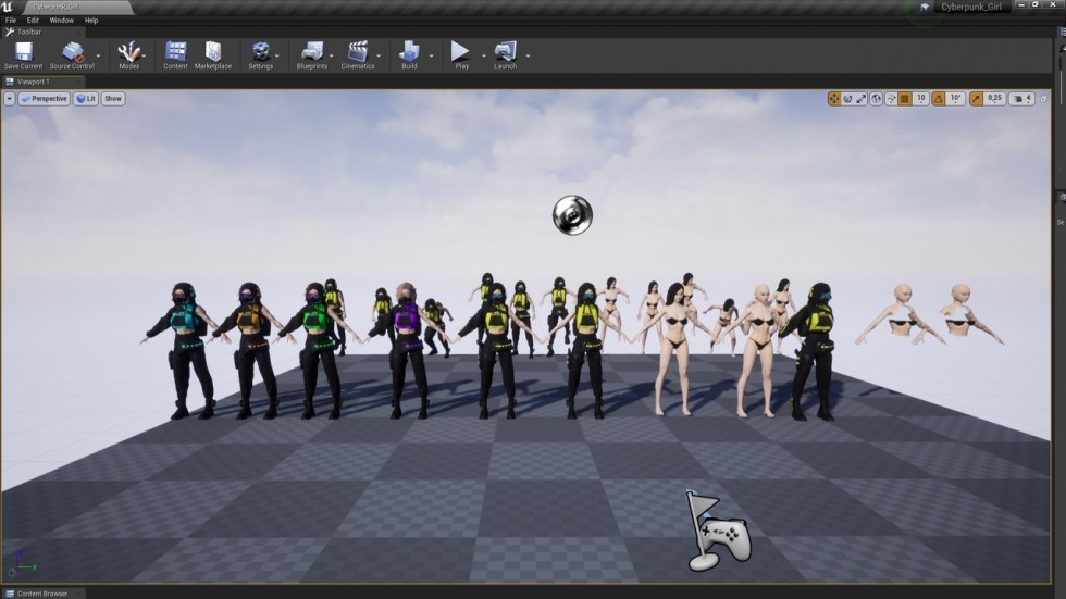 UE5虚幻4 Cyberpunk Girl 赛博朋克机甲女孩角色3D模型