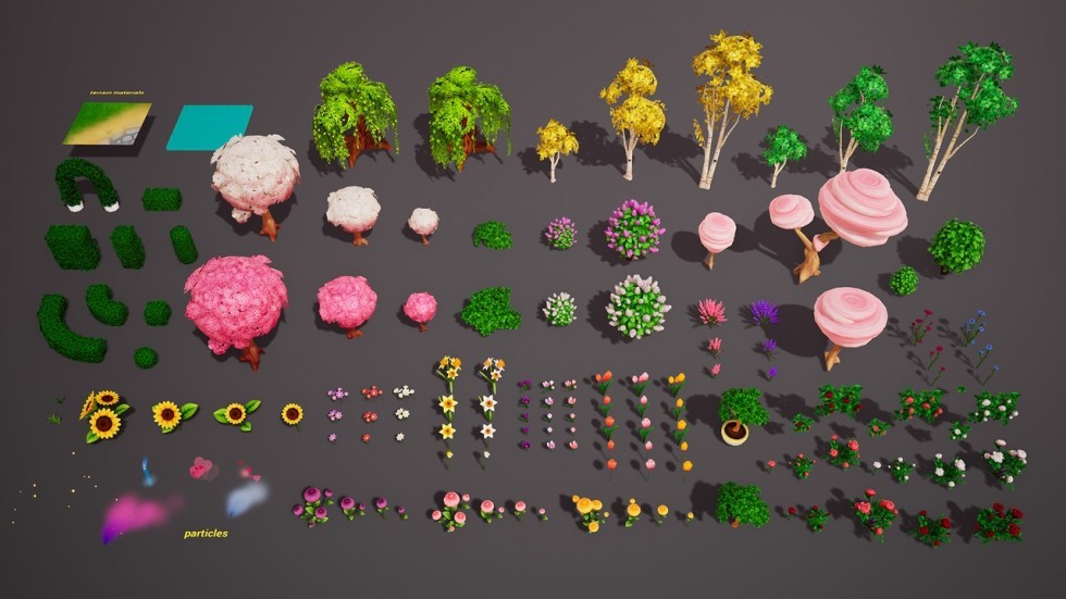 UE4虚幻4 Spring Environment 卡通可爱风格化小镇场景模型