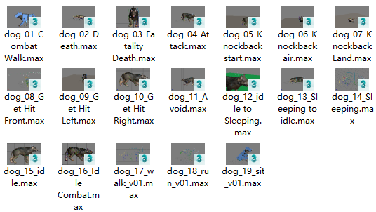 一只狼狗全套动作模型