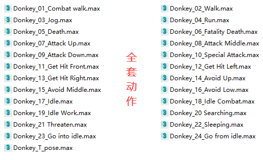 毛驴全套动作模型