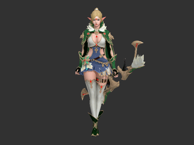 精灵女3Max角色模型全套动作Bip骨骼绑定