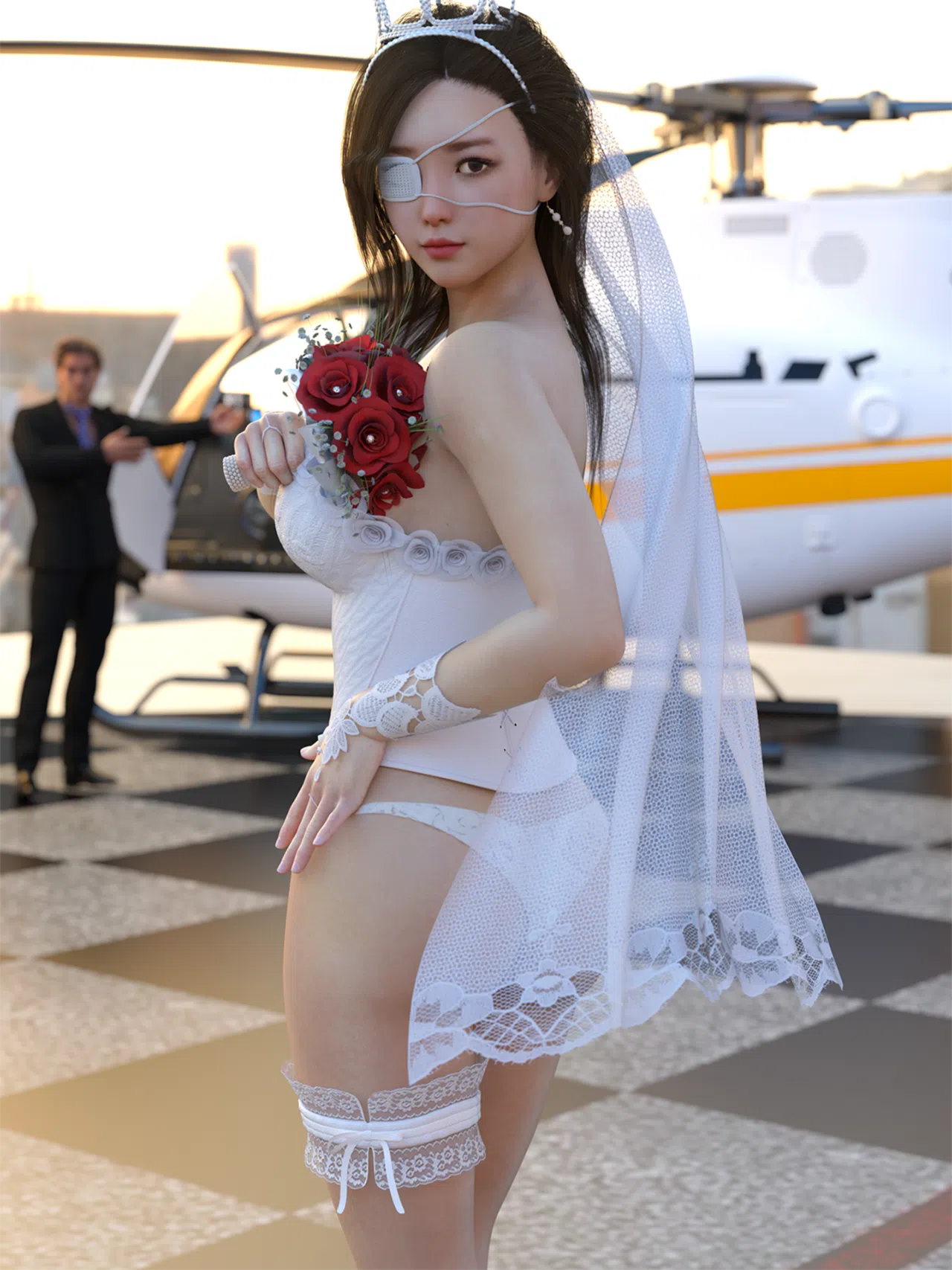 现代皇冠蕾丝白纱裙清纯女孩3Dmax模型 Maya模型