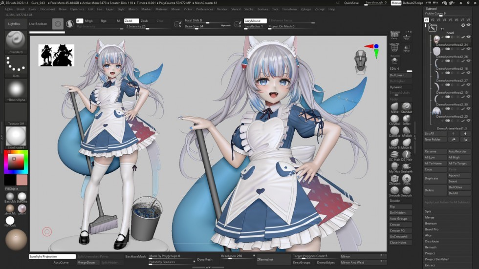 [ Blender ] Gawr Gura Maid Costume (2).jpeg